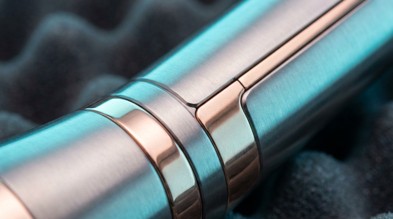 Dettaglio in titanio medicale e oro rosa